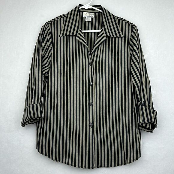 Unbranded Tops - C.B. Collection Blouse Women’s Button Down Shirt 2 in 1 Striped Multi Sz  XLP